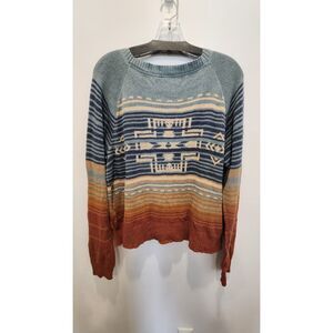 Pendleton Women's Raglan Cotton Graphic Sweater - Glacier Blue Multi